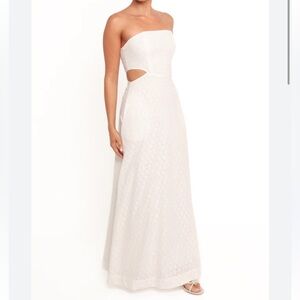 Petal & Pup Laura Eyelet Strapless Maxi Dress Size Small